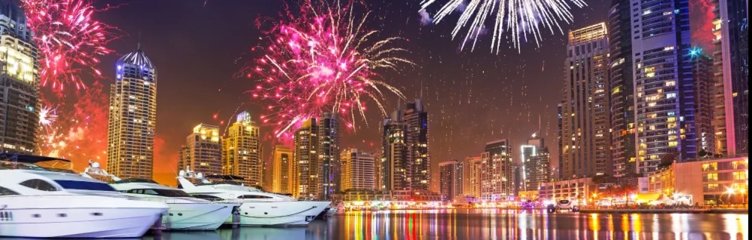 New Year's fireworks from a yacht