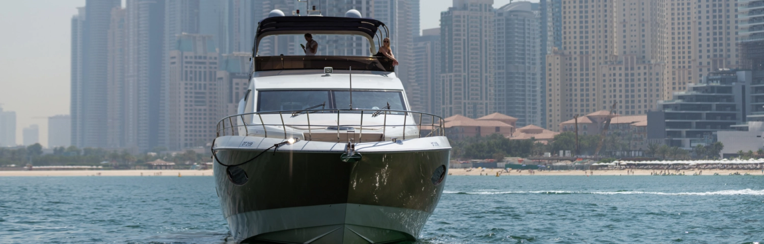 Embark on a private voyage aboard a comfortable yacht amidst the skyscrapers of Dubai and the Persian Gulf.